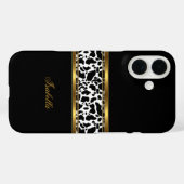 Elegante Schwarz-weiße Goldkühe Case-Mate iPhone Hülle (Rückseite (Horizontal))