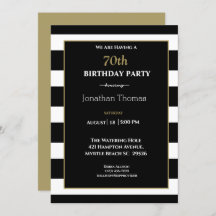 Elegante Schwarz-weiße Goldmedaillen 70. Geburtsta