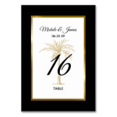 Elegante Schwarz-weiße Goldpalme Tree Moderne Hoch Tischnummer (Rückseite)