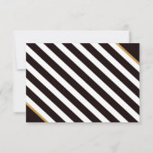Elegante Schwarz-weiße Goldstreifen-Hochzeitsempfe Einladung (Rückseite)