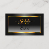 Elegante Schwarz-weiße Gradient Orange Frame Initi Visitenkarte (Vorderseite)