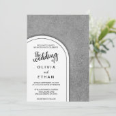 Elegante Schwarz-weiße, graue rustikale Hochzeitse Einladung (Stehend Vorderseite)