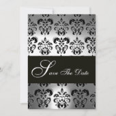 ELEGANTE SCHWARZ-WEISSE GRAUENDAMASK MONOGRAMM-Hoc Save The Date (Vorderseite)