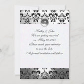 ELEGANTE SCHWARZ-WEISSE GRAUENDAMASK MONOGRAMM-Hoc Save The Date (Rückseite)