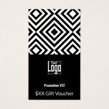 Elegante Schwarz-weiße Gutscheinkarte