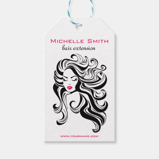 Elegante Schwarz-weiße Haarverlängerungen für Wavy Geschenkanhänger (Vorderseite)