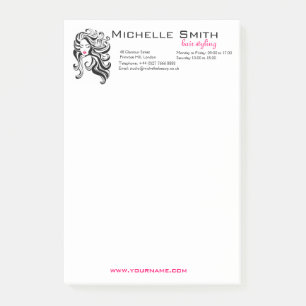 Elegante Schwarz-weiße Haarverlängerungen für Wavy Post-it Klebezettel