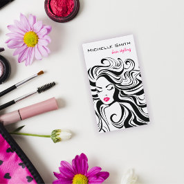 Elegante Schwarz-weiße Haarverlängerungen für Wavy Visitenkarte