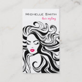 Elegante Schwarz-weiße Haarverlängerungen für Wavy Visitenkarte (Vorderseite)