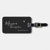 elegante Schwarz-weiße Handreise Gepäckanhänger (Vorderseite horizontal)
