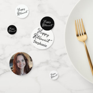 Elegante Schwarz-Weiße Happy-Rentner-Party Konfetti