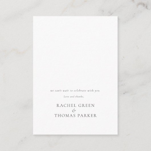 Elegante Schwarz-weiße Hochzeit Begleitkarte (Rückseite)