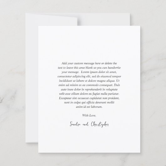Elegante Schwarz-weiße Hochzeit Dankeschön Card (Rückseite)