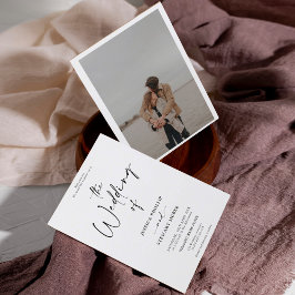 Elegante Schwarz-weiße Hochzeit des Fotos Einladung