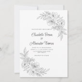 Elegante Schwarz-weiße Hochzeit Einladung (Vorderseite)