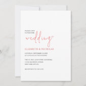 elegante, schwarz-weiße Hochzeit Einladung (Vorderseite)