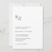 elegante, schwarz-weiße Hochzeit Einladung (Vorderseite)