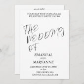 Elegante Schwarz-weiße Hochzeit Einladung (Vorne/Hinten)