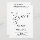 Elegante Schwarz-weiße Hochzeit Einladung (Vorne/Hinten)