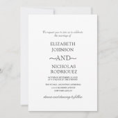 elegante, schwarz-weiße Hochzeit Einladung (Vorderseite)