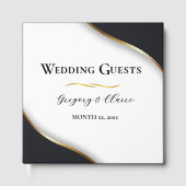 Elegante Schwarz-weiße Hochzeit Gästebuch (Vorderseite)