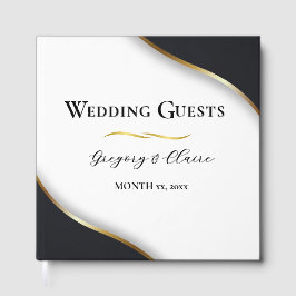 Elegante Schwarz-weiße Hochzeit Gästebuch
