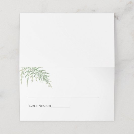 Elegante Schwarz-weiße Hochzeit im Grünen Platzkarte (Außenseite Aufgefaltet)