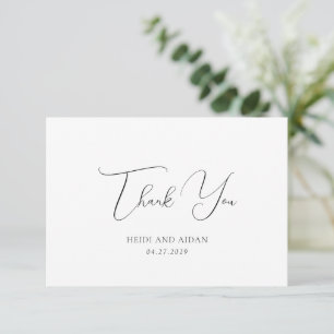 Elegante schwarz-weiße Hochzeit im Stil des alten Dankeskarte