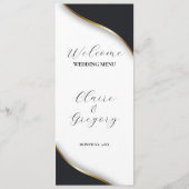 Elegante Schwarz-weiße Hochzeit Menükarte (Vorderseite)