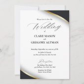 Elegante Schwarz-weiße Hochzeit mit UAWG Einladung (Vorderseite)