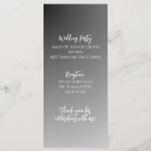 Elegante schwarz-weiße Hochzeit Programm (Rückseite)