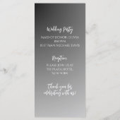 Elegante schwarz-weiße Hochzeit Programm (Rückseite)
