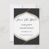 Elegante Schwarz-weiße Hochzeit Save The Date (Vorderseite)
