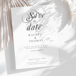 Elegante Schwarz-weiße Hochzeit Save The Date