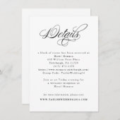 Elegante Schwarz-weiße Hochzeitdetails Begleitkarte (Vorne/Hinten)