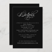 Elegante Schwarz-weiße Hochzeitdetails Begleitkarte (Vorne/Hinten)