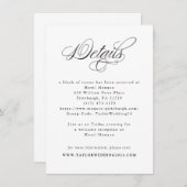Elegante Schwarz-weiße Hochzeitdetails Begleitkarte (Vorne/Hinten)
