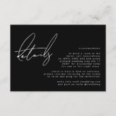 Elegante, Schwarz-weiße Hochzeitsdetails Begleitkarte (Vorderseite)