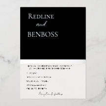 Elegante schwarz-weiße Hochzeitseinladung Silber