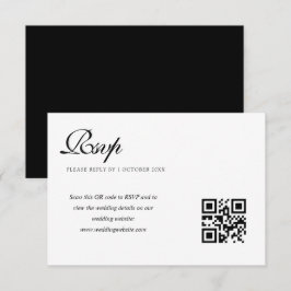 elegante schwarz-weiße Hochzeitskarte QR-Code rsvp Karte