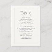 Elegante Schwarz-weiße Hochzeitsplatemark Ivory De Begleitkarte (Vorderseite)