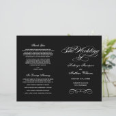 Elegante Schwarz-weiße Hochzeitsprogramme (Stehend Vorderseite)