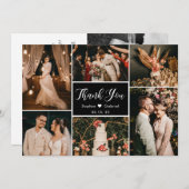 Elegante Schwarz-weiße Hochzeitsszenarien Dankeskarte (Vorne/Hinten)