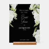 Elegante Schwarz-weiße Hydrangeas-Dusche Empfang Acrylschild (Vorderseite)