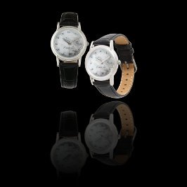 Elegante Schwarz-weiße Imitate Marble Custom Armbanduhr