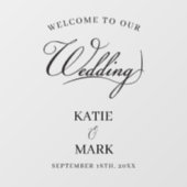 Elegante Schwarz-weiße Kalligrafie-Gebärdensignali Fensteraufkleber (Blatt)