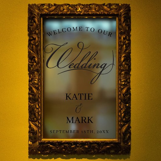 Elegante Schwarz-weiße Kalligrafie-Gebärdensignali Fensteraufkleber