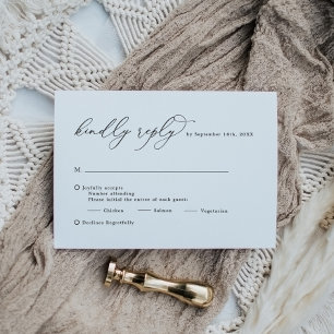 Elegante Schwarz-weiße Kalligrafie-Hochzeitkarte R RSVP Karte