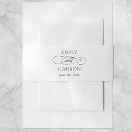 Elegante Schwarz-weiße Kalligrafie Moderne Hochzei Einladungsbanderole