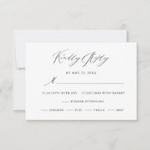 Elegante Schwarz-weiße Kalligraphie Hochzeit RSVP (Vorderseite)